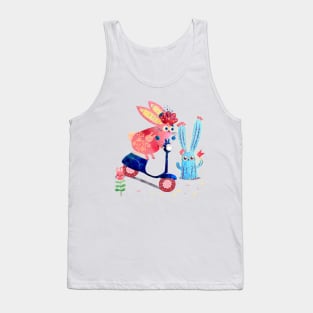 Pink Rabbit on a scooter Tank Top